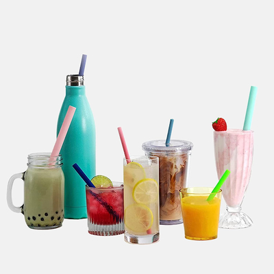 Zmywalne silikonowe słomki do koktajli Smoothie Nieszkodliwe wielokolorowe