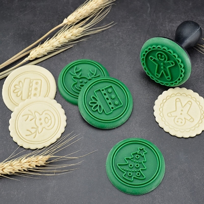 Dobra cena. Silikonowe świąteczne ciasteczka Stamps, 3D świąteczne ciasteczka Formy, Cute Christmas Raised Design Ciasteczka Piekarni w Internecie