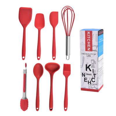 Silikonowe mini narzędzia kuchenne zestaw z 8 małych narzędzi kuchennych Nonstick naczynia kuchenne z zawieszoną dziurą