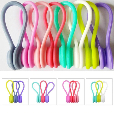 Dobra cena. Silikonowe magnesowe powiązania kablowe wielokrotnie używane organizatory kabli słuchawki przewody USB Kierownik kabli w Internecie