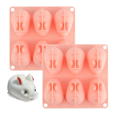 3D mini silikonowa pleśń do pieczenia dla ciasta mousse fondant mydło lody czekolada cukierki królik pleśń 6 jamy