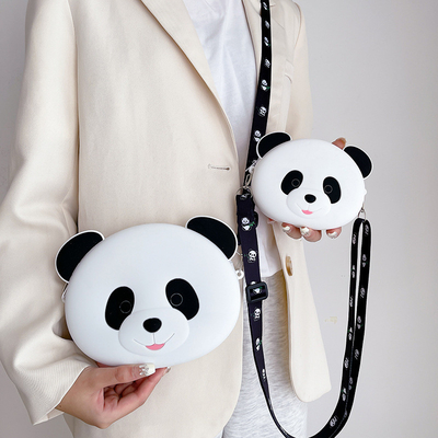 Dobra cena. Panda Trwałe silikonowe ołówki dla dzieci Crossbody torebka torba ramię torebka ręczna Moneta torebka portfel torebka makijaż torebka magazynowa w Internecie