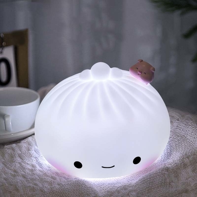Cute Baby Night Light 7-kolorowy Soft Silicone Nursery Light For Kids Dekoracja pokoju z przenośną ładną lampą nocną