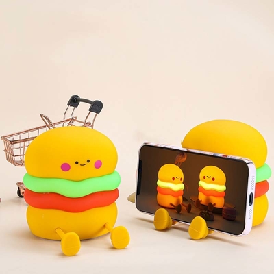 Światło nocne dla dzieci Śliczna silikonowa lampa dla dzieci Hamburger dla dziewczyn chłopcy Squishy sypialnia