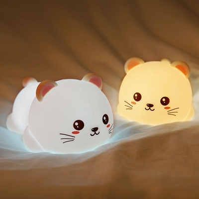 Światło nocne dla dzieci Śliczne silikonowe szczenięce światło nocne z 2 poziomami jasności 7 kolorystyczne Kawaii dotykowa lampa do sypialni