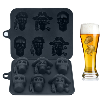 Silikonowa tablica z kostką lodu 3D czaszka Lodowa pleśń-2Pack Easy Release dla Whisky Cocktails and Juice Beverages