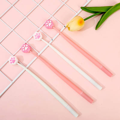 6 sztuk Cute Cartoon Gel Ink Pens, Shake Gel Pens For Kids And Girl,Kawaii Writing Pens Set For School Party Office Home,Student Gifts ((0.5mm,Cat Paw Design,Blacak), Yellow&Pink