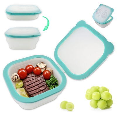 Wielorazowy i składany silikonowy pojemnik na lunch z hermetycznym uszczelnieniem odpornym na przeciekanie – bez BPA, przeznaczony do kontaktu z żywnością, bezpieczny w kuchence mikrofalowej i zamrażarce, ekologiczny i trwały pojemnik do przechowywania żywności do przygotowywania posiłków, biura, szkoły