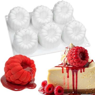6-dołkowe maliny Mousse Cake Mould Food Grade Silicone Forms For Baking 3D Maliny Pudding Cakes Silicone Mould Dessert Chocolate Moulds Rubus Fruit Cake Dekoracyjne narzędzia Nieprzylepna pleśń do pieczenia